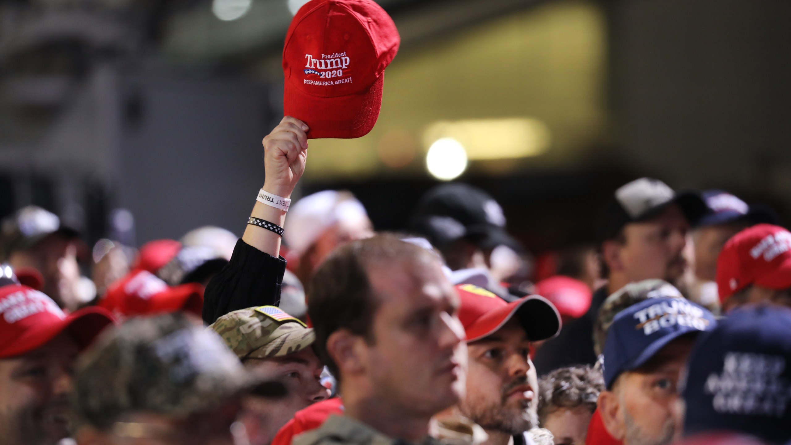 People listen as Donald Trump speaks at a rally at Harrisburg International Airport on Sept. 26, 2020 in Middletown, Pennsylvania. (Spencer Platt/Getty Images)