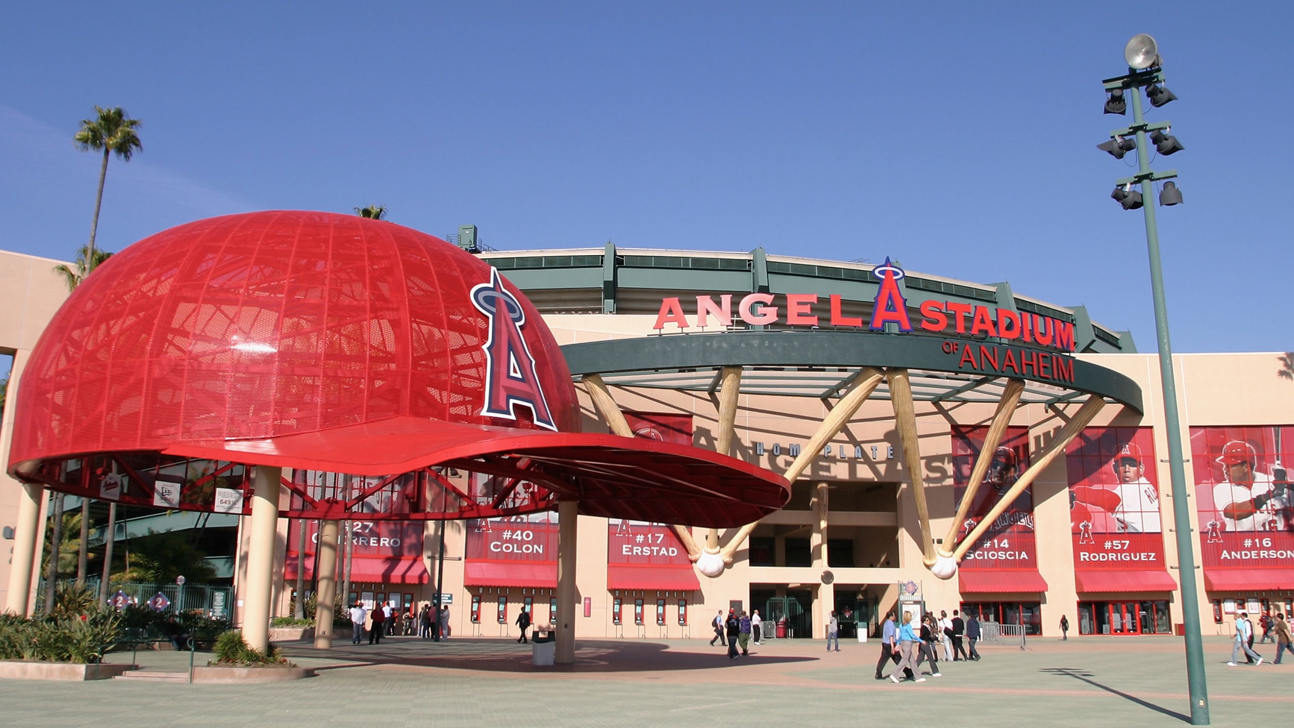 General view of the exterior of Angel Stadium on March 15, 2006. (Christian Petersen/Getty Images)