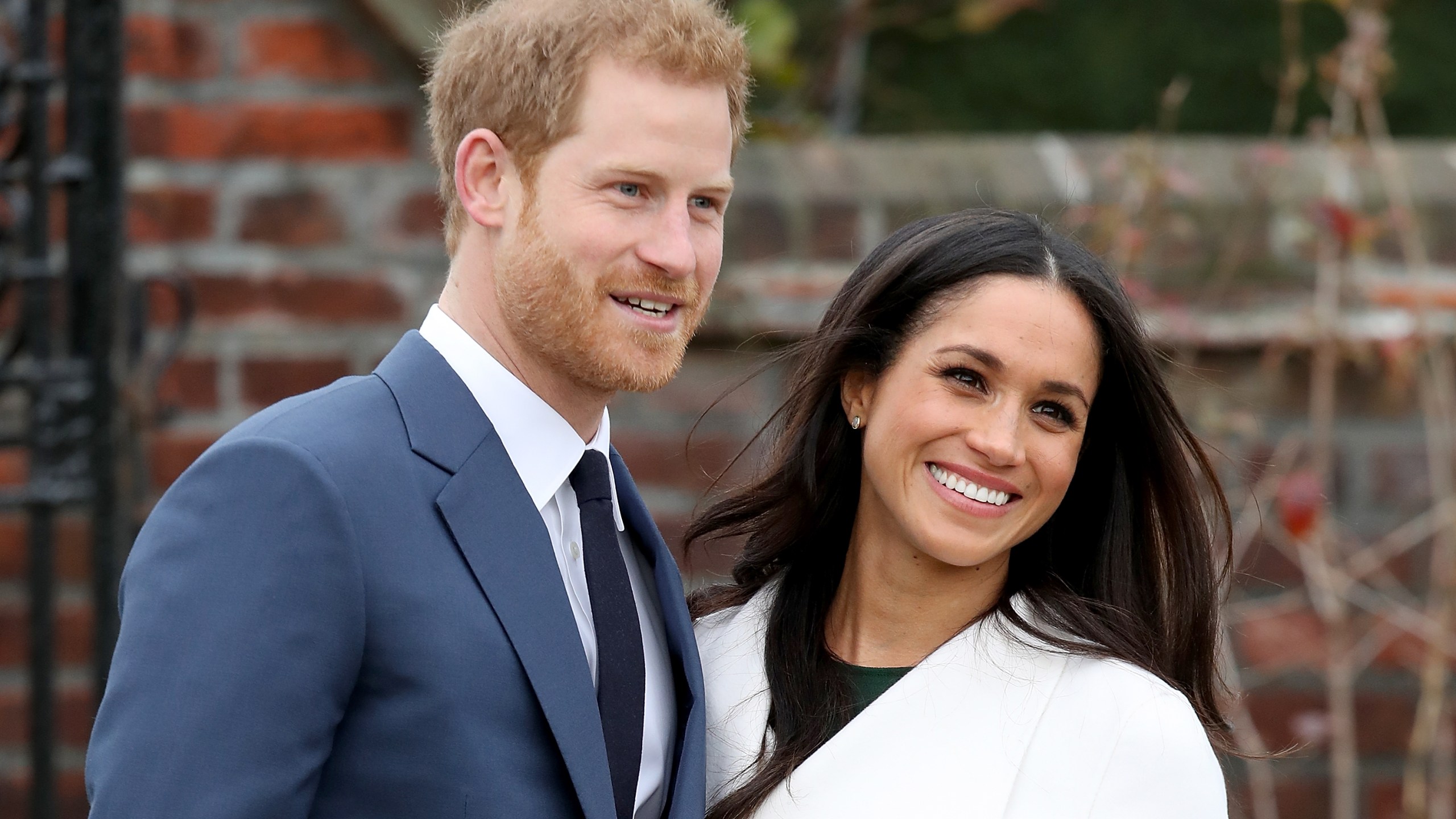 Prince Harry and Meghan Markle are seen during an official photocall to announce their engagement at The Sunken Gardens at Kensington Palace on November 27, 2017, in London, England. (Chris Jackson/Chris