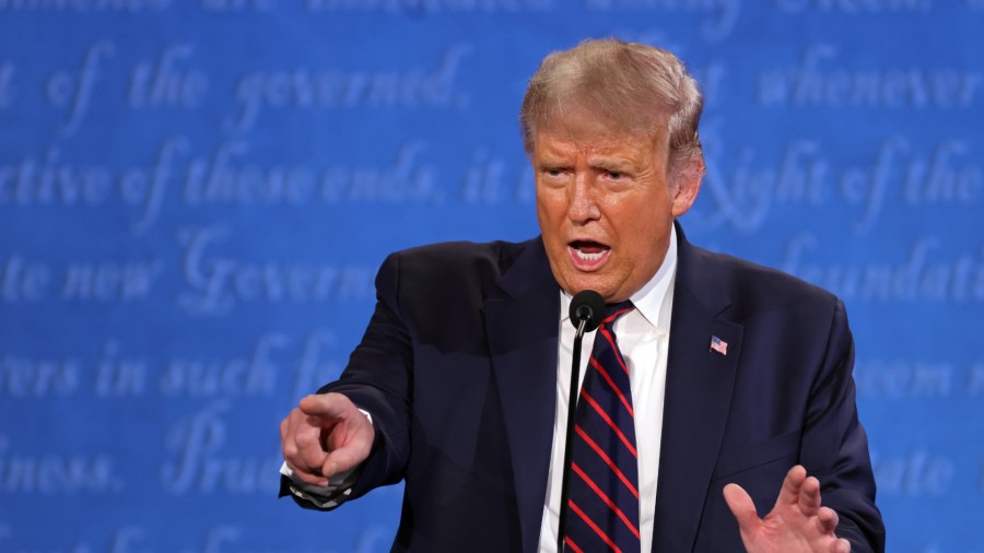 President Donald Trump participates in the first presidential debate against Democratic presidential nominee Joe Biden at the Health Education Campus of Case Western Reserve University on September 29, 2020 in Cleveland, Ohio. (Win McNamee/Getty Images)