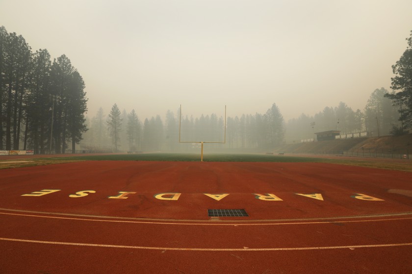 Nov. 2018 photo of the Paradise High School. The town is once again under an evacuation warning from the North Complex fire.(Carolyn Cole / Los Angeles Times)