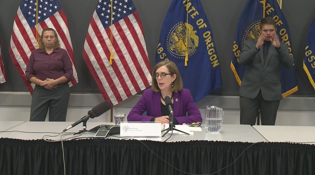 Gov. Kate Brown is seen at a news conference on Sept. 11, 2020 (KOIN)