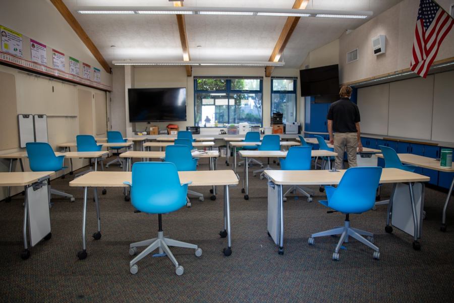 A classroom in the Laguna Beach Unified School District is seen in a photo shared by the district.