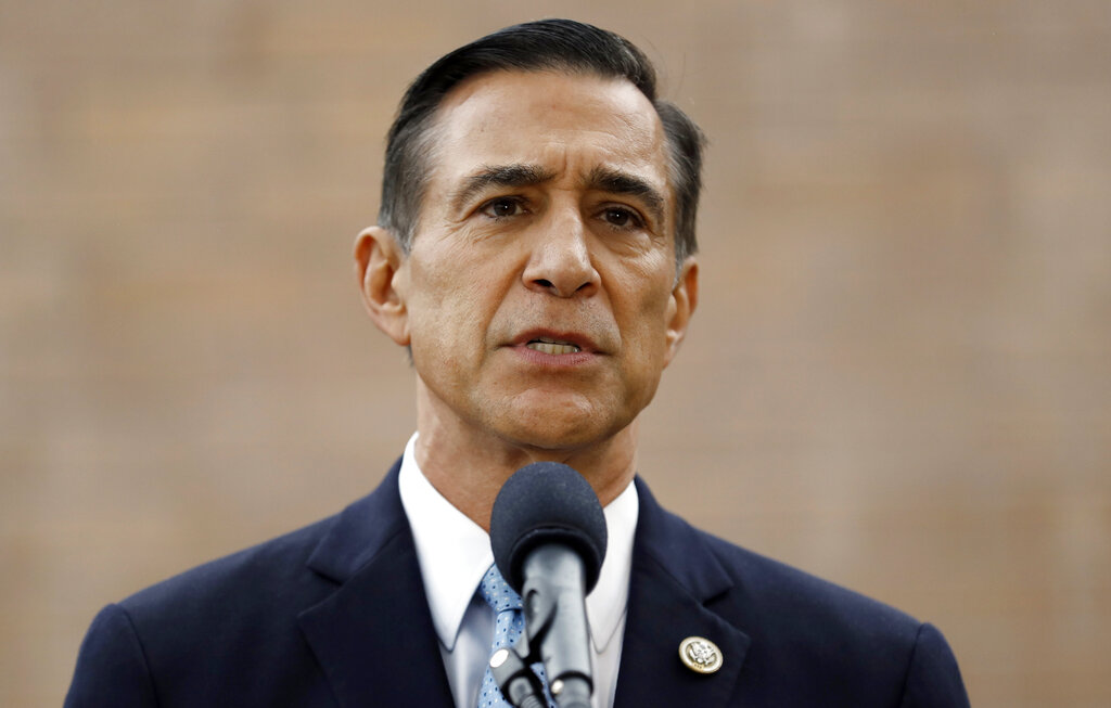 Former Republican congressman Darrell Issa speaks during a news conference in El Cajon on Sept. 26, 2019. (AP Photo/Gregory Bull)