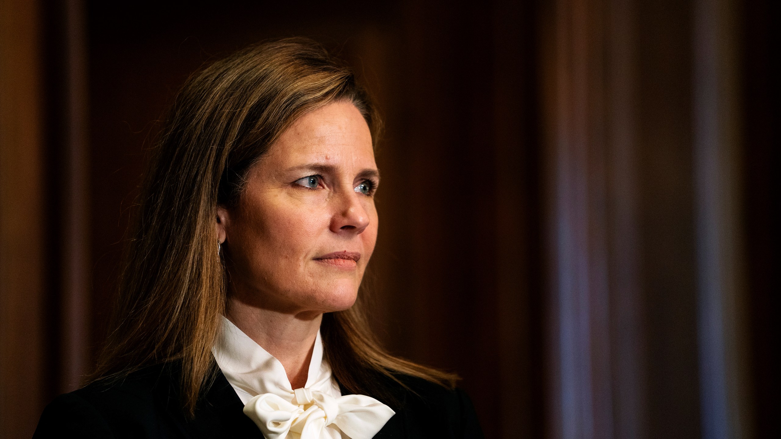 Judge Amy Coney Barrett, President Donald Trump's nominee for the U.S. Supreme Court, meets with Sen. Josh Hawley, R-Mo., on Capitol Hill in Washington on Oct. 1, 2020. (Demetrius Freeman/The Washington Post via AP, Pool)