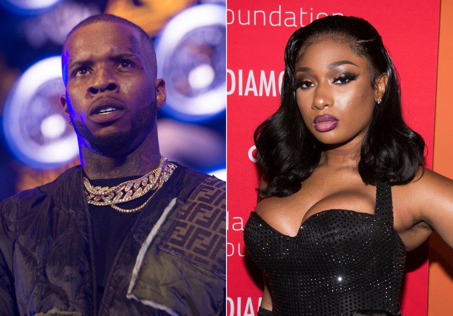 Tory Lanez performs at HOT 97 Summer Jam 2019 in East Rutherford, N.J. on June 2, 2019, left, and Megan Thee Stallion attends the 5th annual Diamond Ball benefit gala in New York on Sept. 12, 2019. (Scott Roth, left, Charles Sykes/Invision/AP)