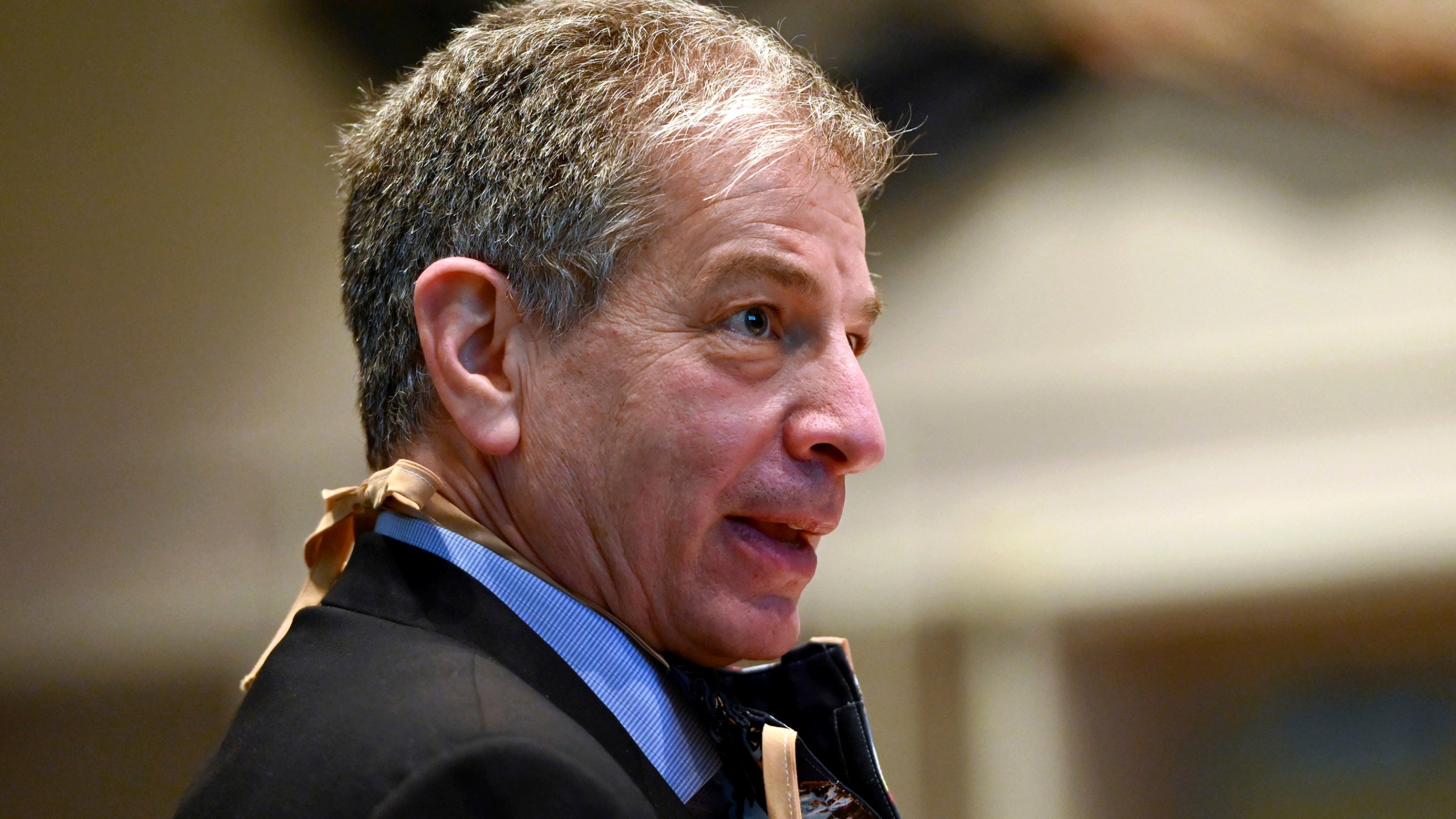 Anchorage Mayor Ethan Berkowitz addresses the Anchorage Assembly on April 21, 2020. (Bill Roth / Anchorage Daily News via Associated Press)