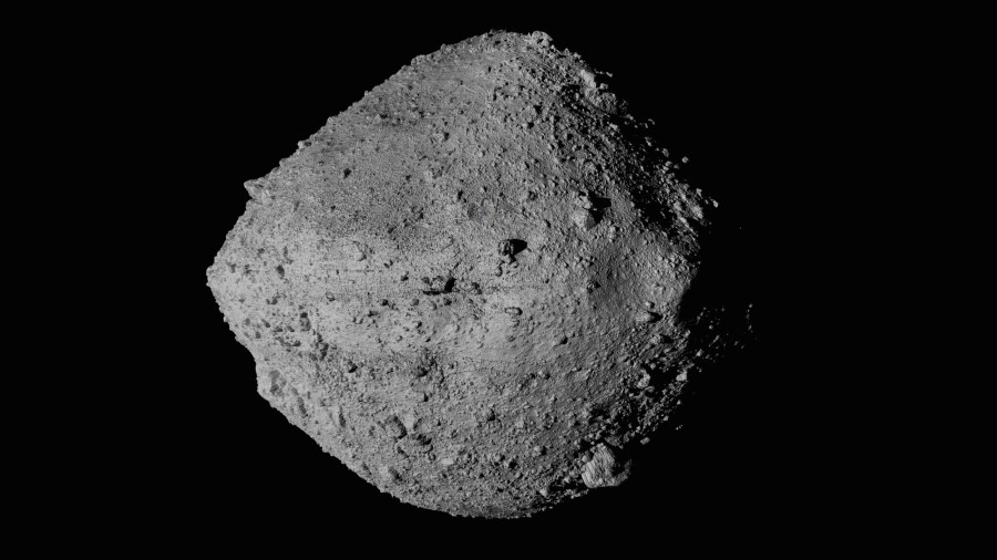 An asteroid is seen in this undated image made available by NASA (NASA/ Goddard/University of Arizona/CSA/York/MDA via AP)