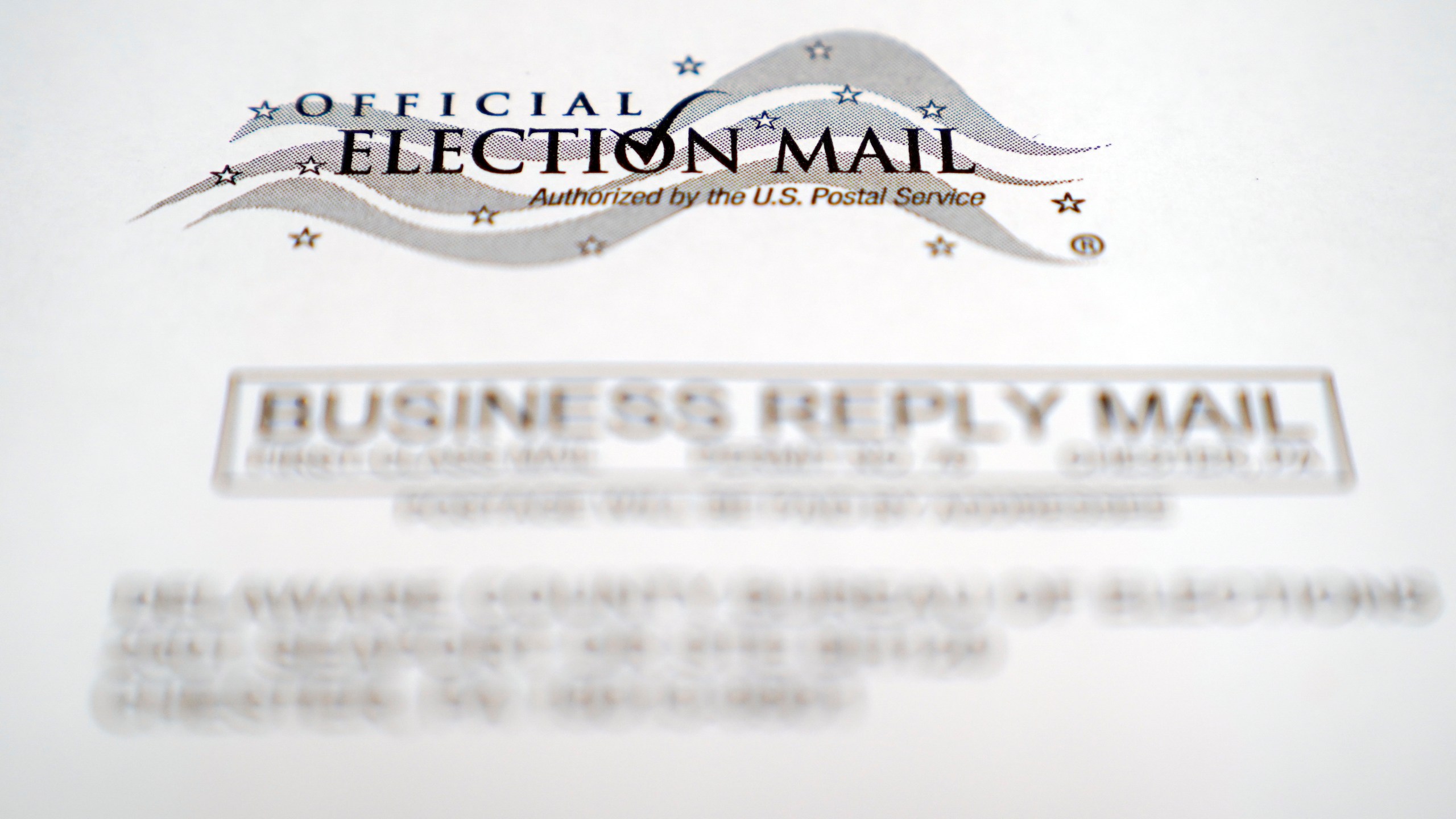 In this Oct. 13, 2020, photo, an envelope of a Pennsylvania official mail-in ballot for the 2020 general election in Marple Township, Pa. (AP Photo/Matt Slocum)