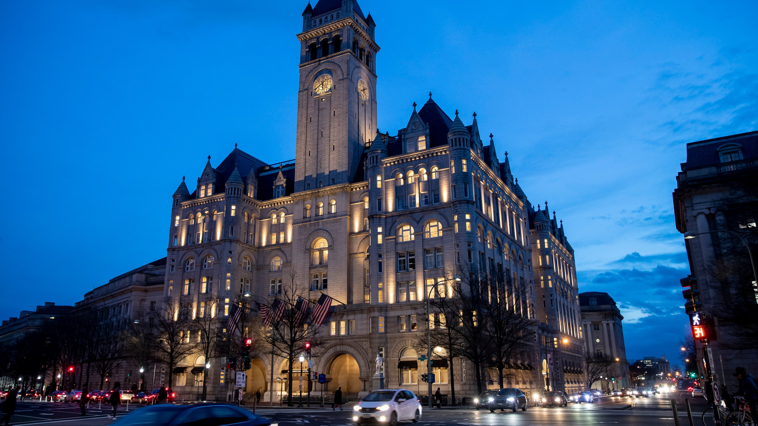 In this Jan. 23, 2019, file photo, the Trump International Hotel near sunset in Washington. (Alex Brandon/AP)