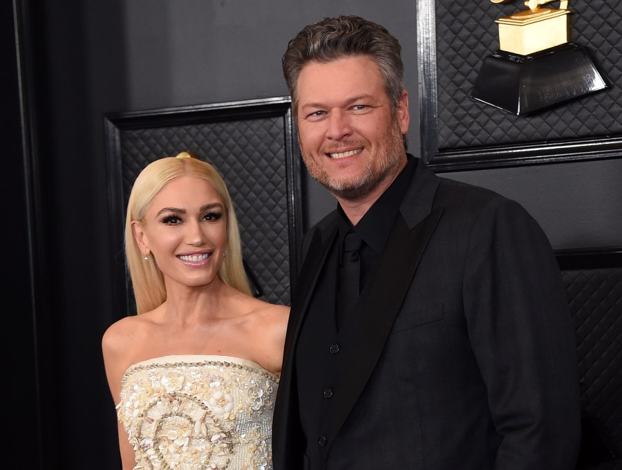 Gwen Stefani, left, and Blake Shelton arrive at the 62nd annual Grammy Awards in Los Angeles on Jan. 26, 2020. (Jordan Strauss/Invision/Associated Press)