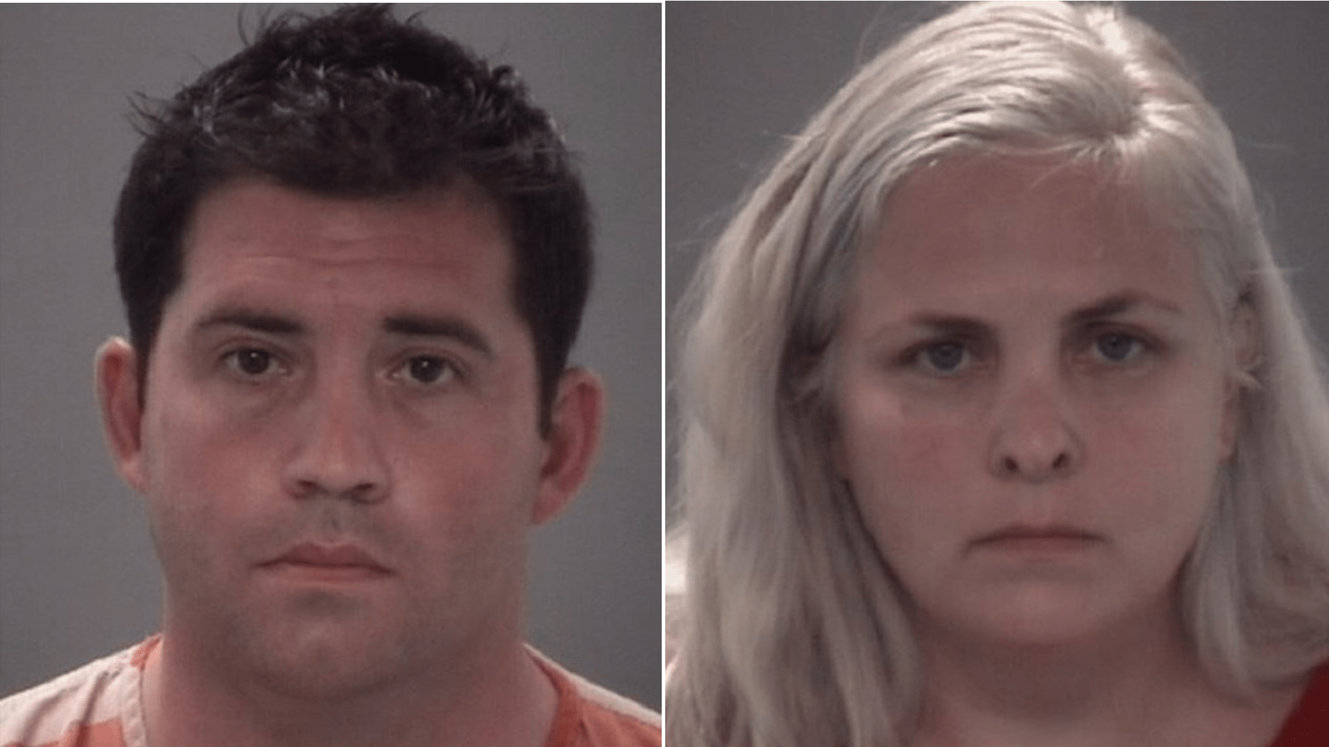 Daniel and Kelley Davis are seen in booking photos released by the Pasco County Sheriff's Office.