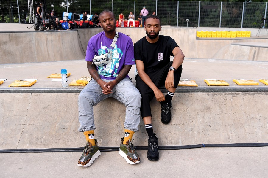 Salehe Bembury and Kerby Jean-Raymond attend the John Elliott front row during New York Fashion Week: The Shows on Sept. 6, 2018 in New York City.  (Nicholas Hunt/Getty Images for NYFW: The Shows)