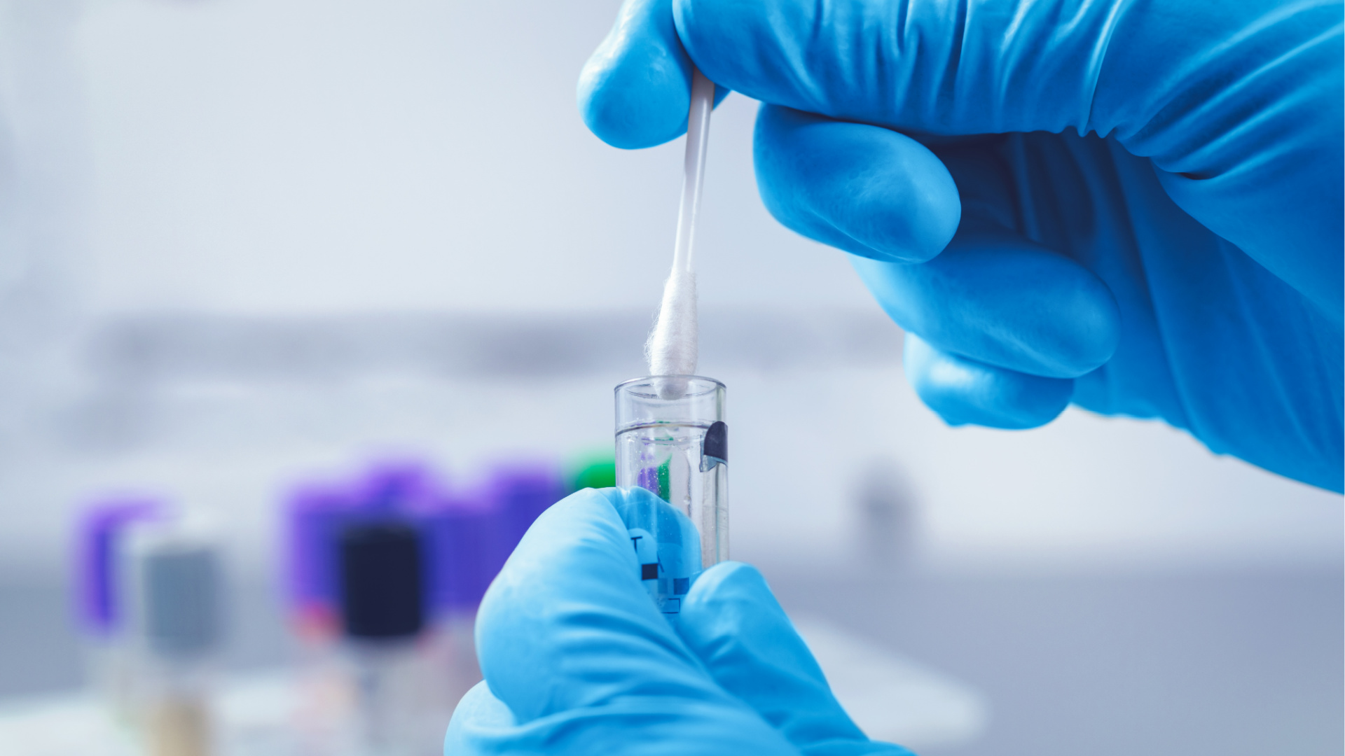 A scientist holds a test tube and a cotton swab in this undated file photo. (Getty Images)