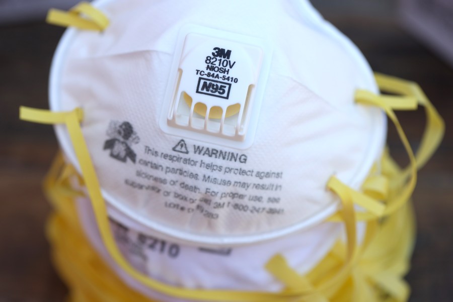 3M brand N95 particulate respirators are displayed on a table on July 28, 2020 in San Anselmo, California. (Justin Sullivan/Getty Images)