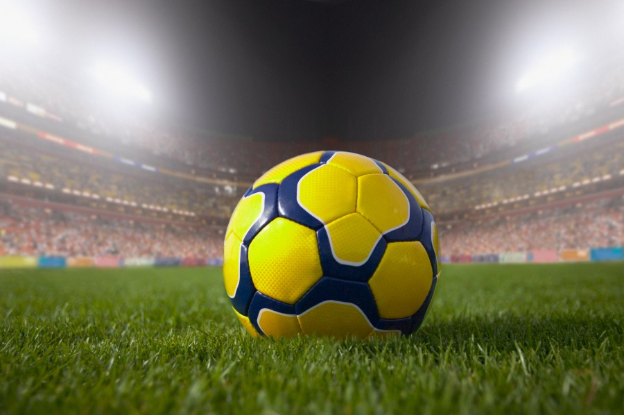 A soccer ball is seen on a field in a stadium in this undated file photo. (Getty Images)