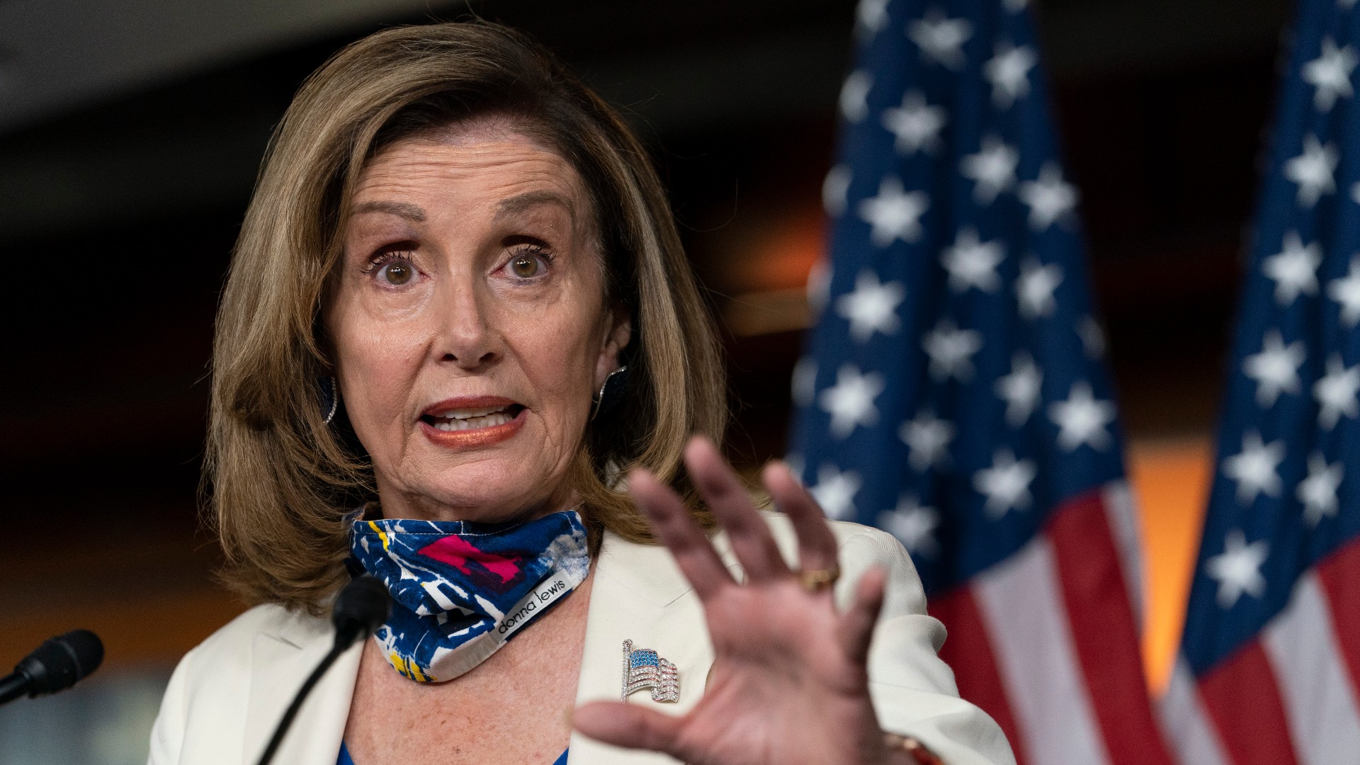 House Speaker Nancy Pelosi of Calif., holds a weekly news conference, Thursday, Oct. 1, 2020, on Capitol Hill in Washington. (AP Photo/Jacquelyn Martin)