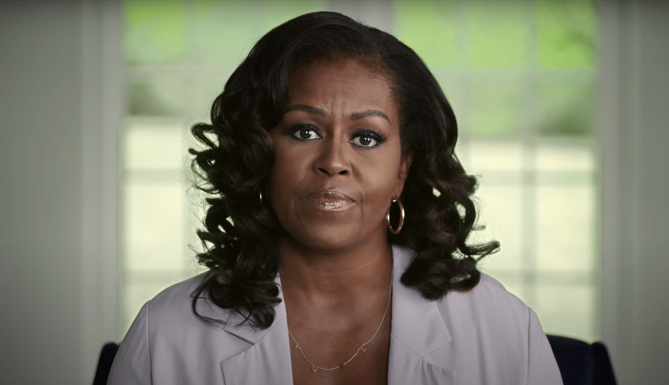 Michelle Obama addresses voters in a video released by the Biden-Harris campaign on Oct. 6, 2020.