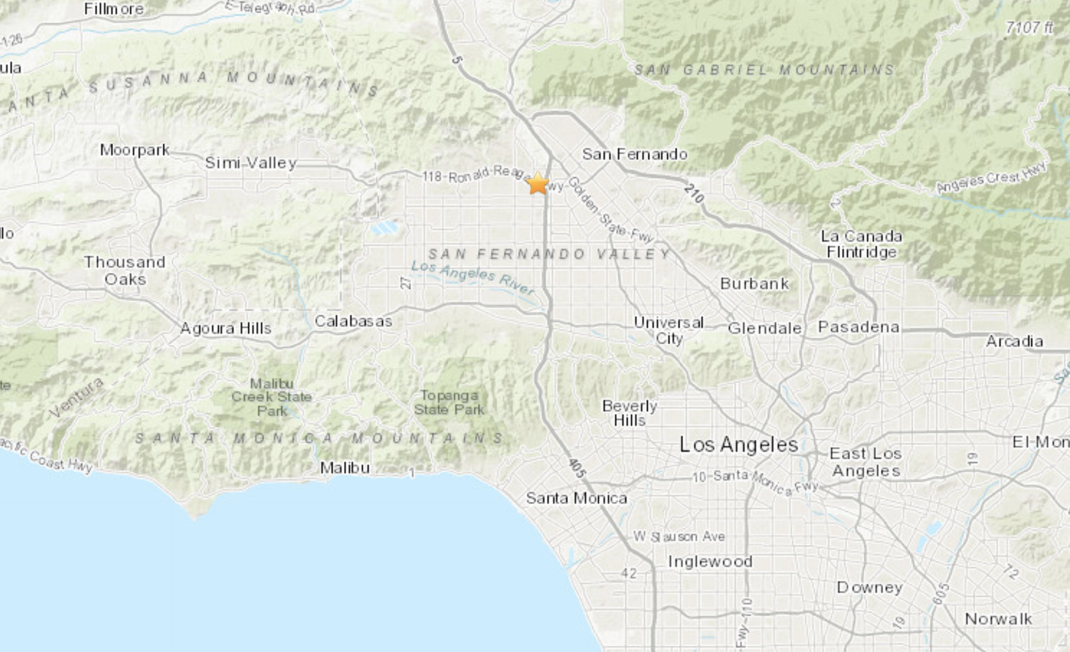 A magnitude 2.5 earthquake was reported on Oct. 8, 2020, at 11:59 p.m. in the northern San Fernando Valley, according to the U.S. Geological Survey.