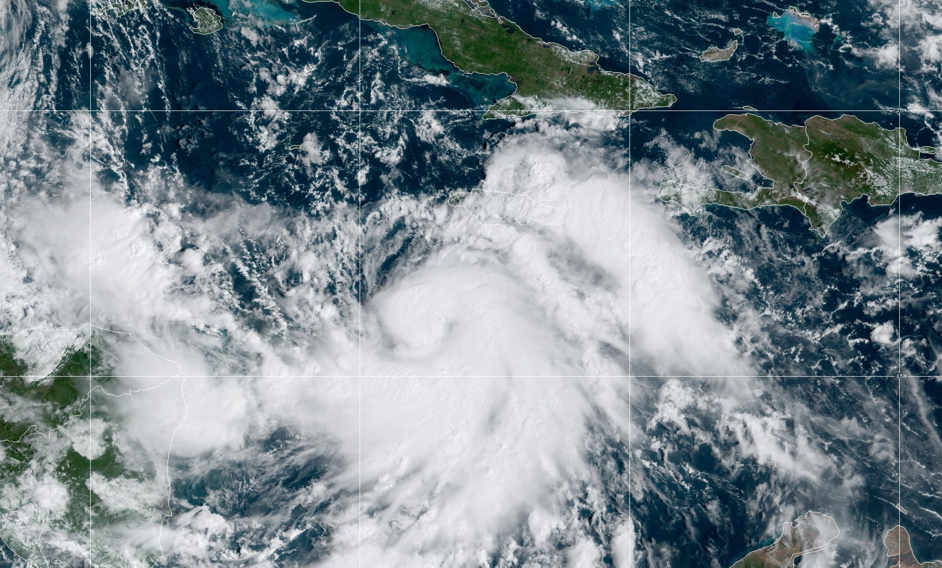 Tropical Storm Delta appears in a map image released by the National Hurricane Center on Oct. 5, 2020.