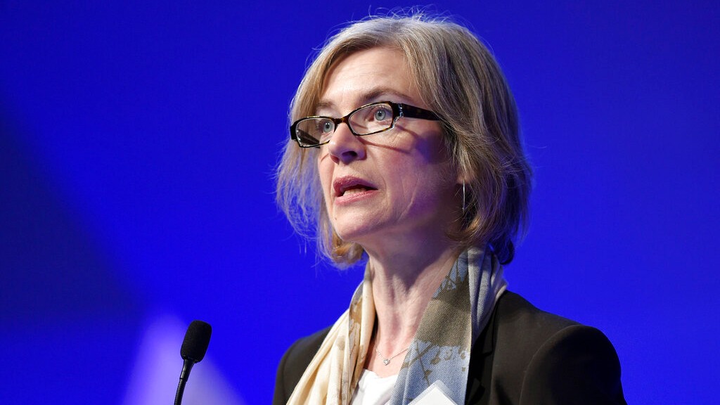 In this Dec. 1, 2015, file photo, Jennifer Doudna, a University of California, Berkeley, co-inventor of the CRISPR gene-editing tool that He Jiankui used, speaks at the National Academy of Sciences international summit on the safety and ethics of human gene editing, in Washington. (AP Photo/Susan Walsh, File)