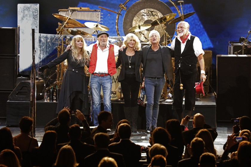 Fleetwood Mac members take their bows at a MusiCares tribute, which honored the band in January 2018.(Carolyn Cole / Los Angeles Times)