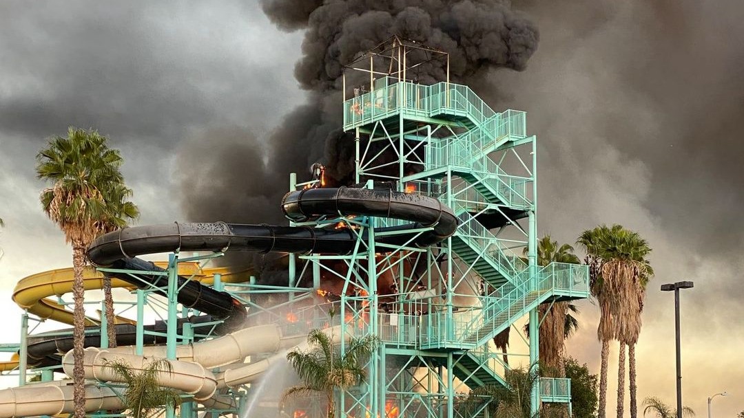 The Redlands Fire Department released a photo of the fire at Splash Kingdom on Oct. 16, 2020.