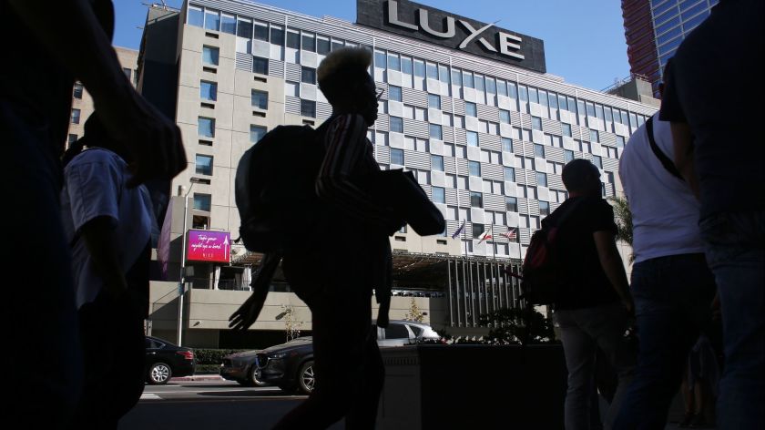 The Luxe City Center Hotel in downtown Los Angeles is shown in this undated photo.(Dania Maxwell/Los Angeles Times)