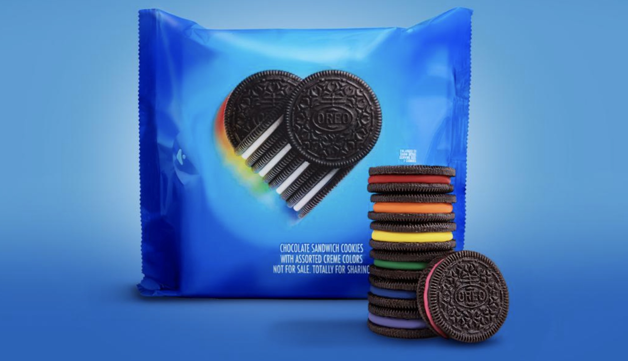 A pack of Oreo's limited-edition rainbow cookies is seen in a photo released by the company.