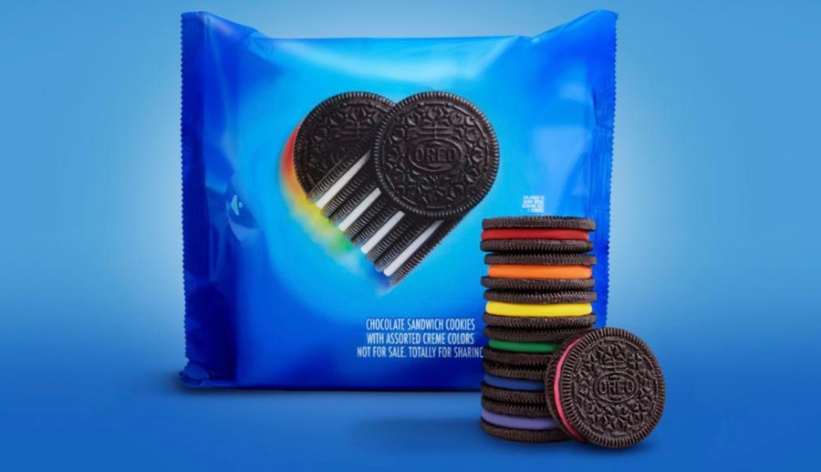 A pack of Oreo's limited-edition rainbow cookies is seen in a photo released by the company.