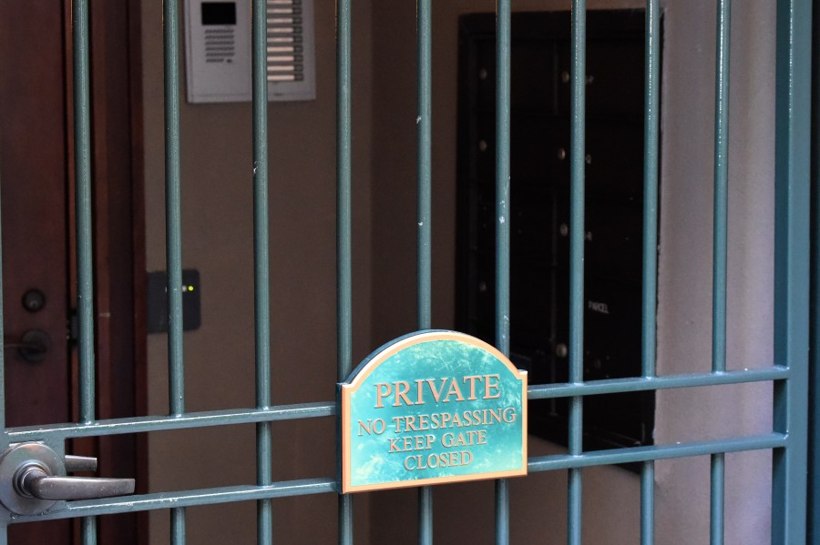 This photo shows the outside of a Charleston, S.C., condominium belonging to Eugene Zurlo on Monday, Oct. 19, 2020. (Meg Kinnard/AP Photo)