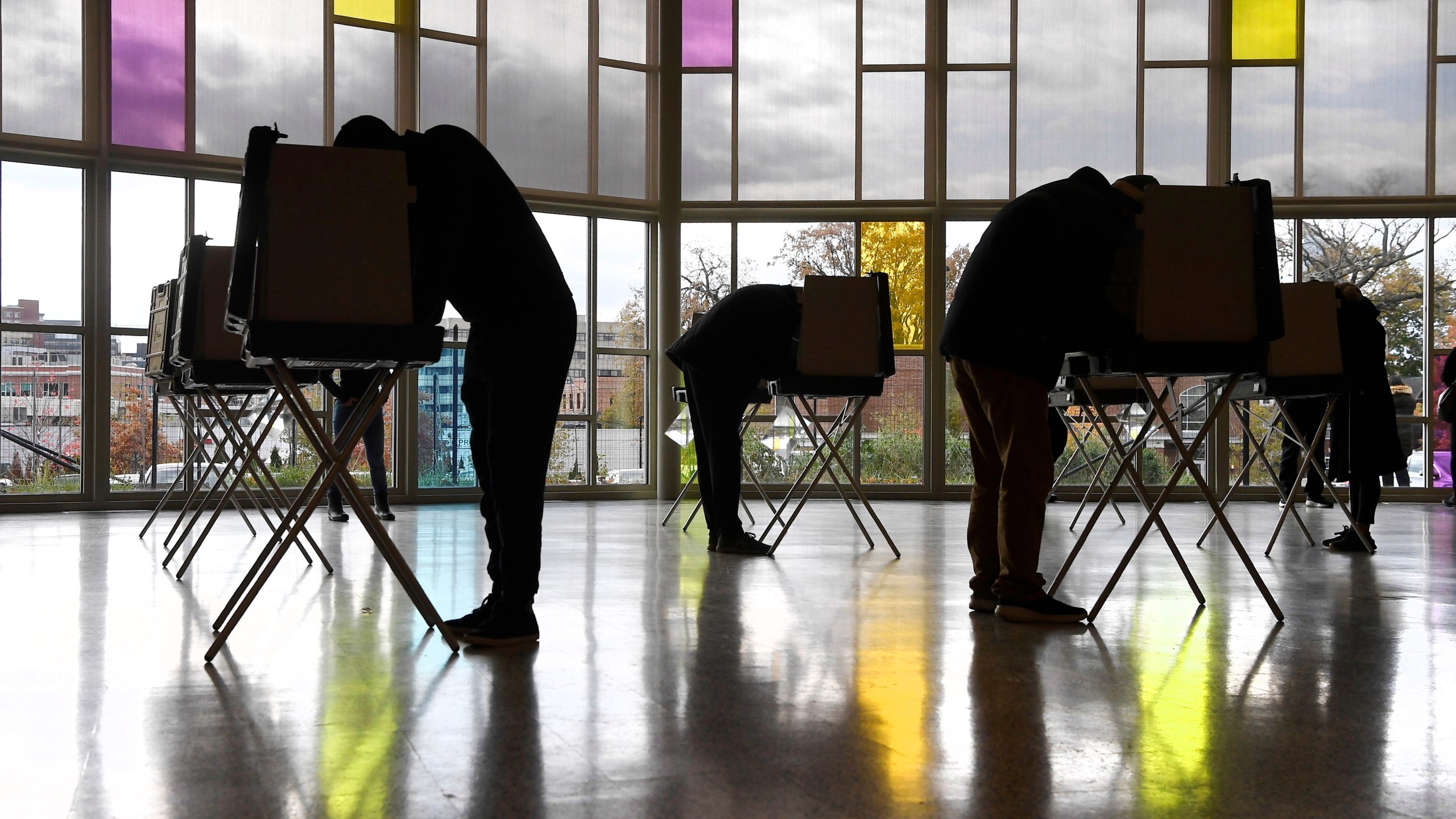 Voters mark their ballots at First Presbyterian Church on Election Day, Nov. 3, 2020, in Stamford, Connecticut. (Jessica Hill / Associated Press)