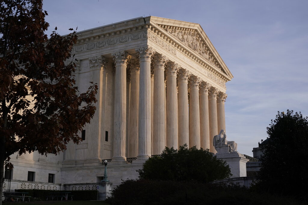 In this Nov. 5, 2020, file photo the Supreme Court is seen in Washington. (AP Photo/J. Scott Applewhite, File)