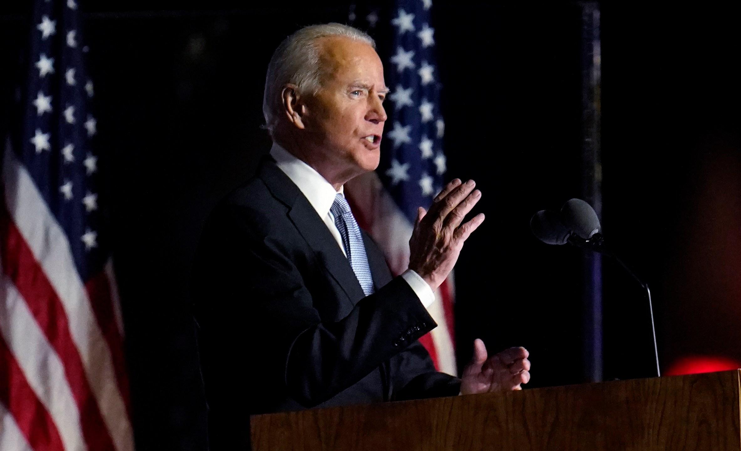 President-elect Joe Biden speaks in Wilmington, Del., Saturday, Nov. 7, 2020. (Paul Sancya/AP Photo)