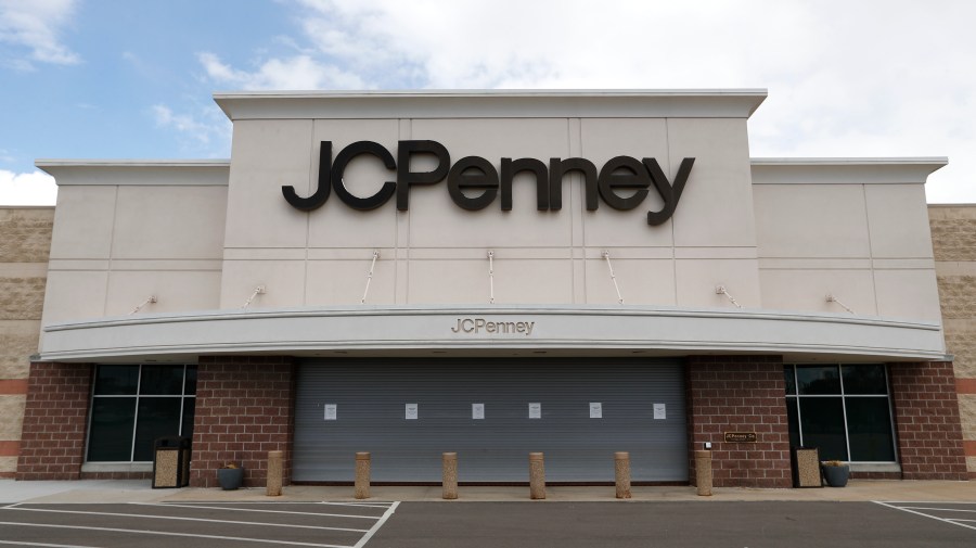 In this May 8, 2020, file photo, a parking lot at a JC Penney store is empty in Roseville, Mich. (Paul Sancya/AP Photo)