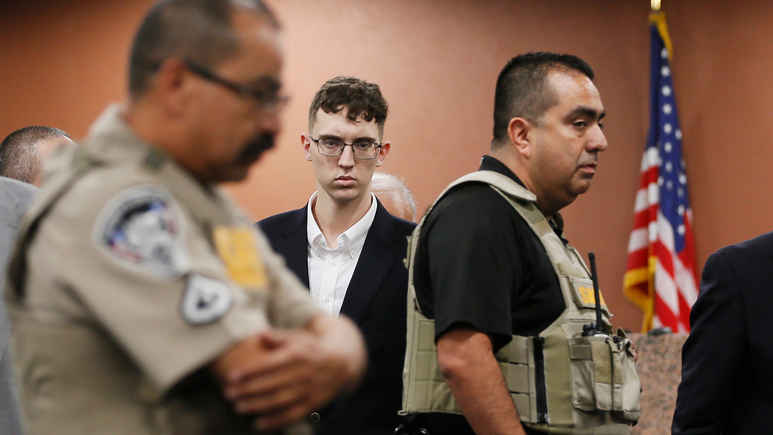 In the is Oct. 10, 2019 file photo, El Paso Walmart shooting suspect Patrick Crusius pleads not guilty during his arraignment in El Paso, Texas. Hate crimes across the U.S. rose to the highest level in more than a decade as federal officials also recorded the highest number of hate-motivated killings since the FBI began collecting hate crime data in the early 1990s. An FBI report released Monday showed there were 51 hate crime murders in 2019. That includes 22 people who were killed in a shooting that targeted Mexicans at a Walmart in the border city of El Paso, Texas in August 2019. (Briana Sanchez / El Paso Times via AP, Pool, File)