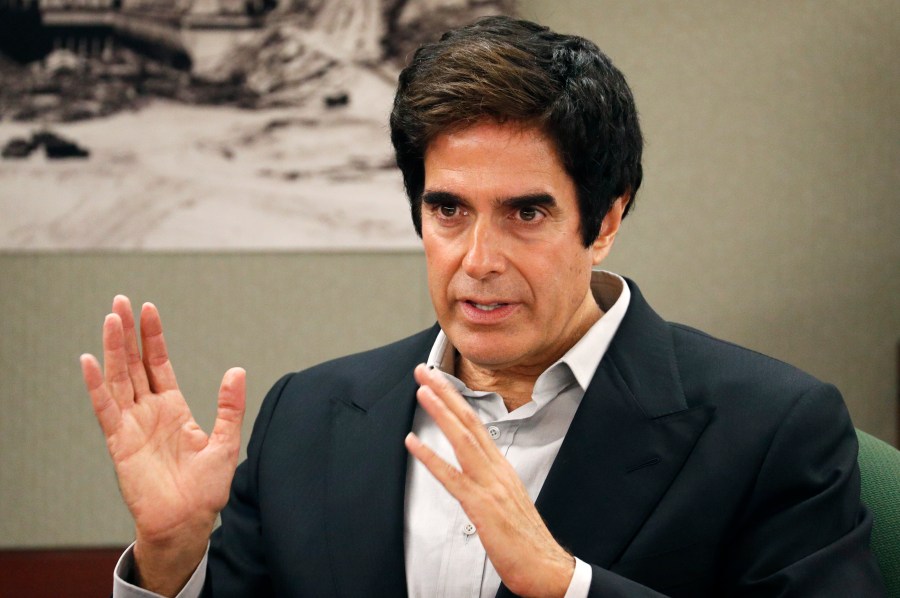 In this April 24, 2018, file photo, illusionist David Copperfield appears in court in Las Vegas. Copperfield is suspending his Las Vegas stage show in the wake of a crew member testing positive for COVID-19. (John Locher/AP Photo)