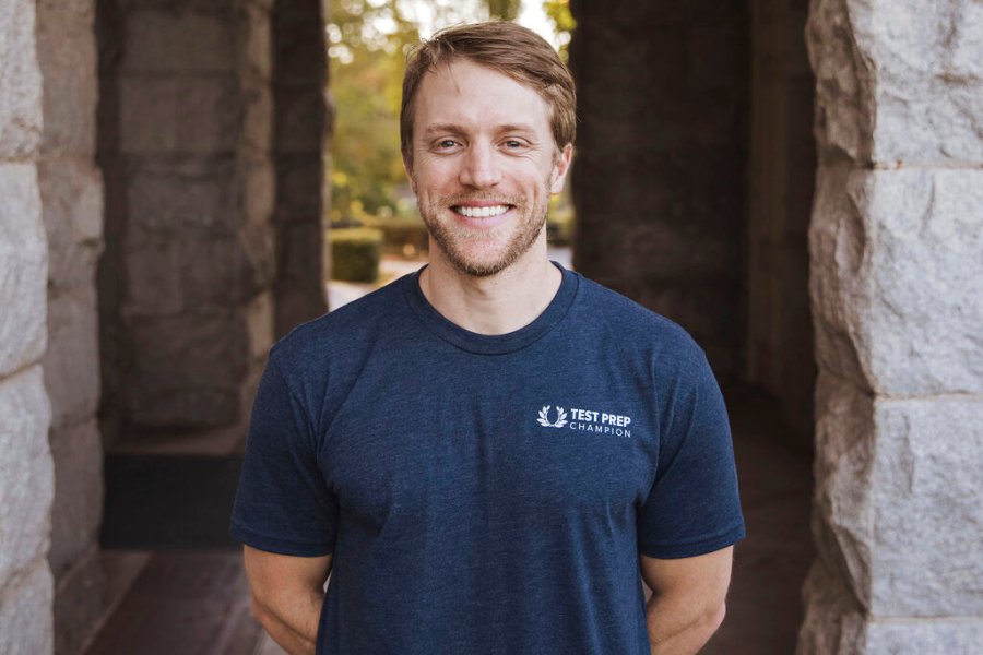 This photo shows from Aztec Media LLC shows online educational company Test Prep Insight CEO John Ross posing in Auburn, Calif., in February, 2020. (Megan Hesson/Aztec Media LLC via AP)