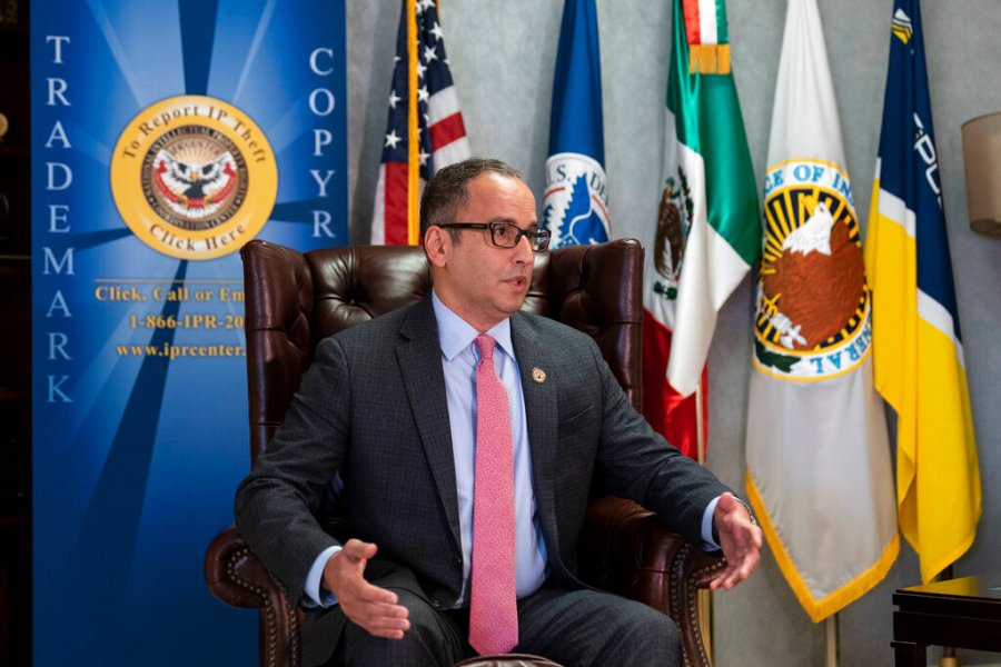 Director of the National Intellectual Property Rights Coordination Center Steve Francis, speaks during an interview with The Associated Press, Tuesday, Nov. 24, 2020, in Arlington, Va. (AP Photo/Alex Brandon)