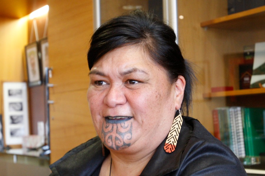 New Zealand's Foreign Minister Nanaia Mahuta speaks during an interview in her office Wednesday, Nov. 25, 2020, in Wellington, New Zealand. (Nick Perry/AP Photo)