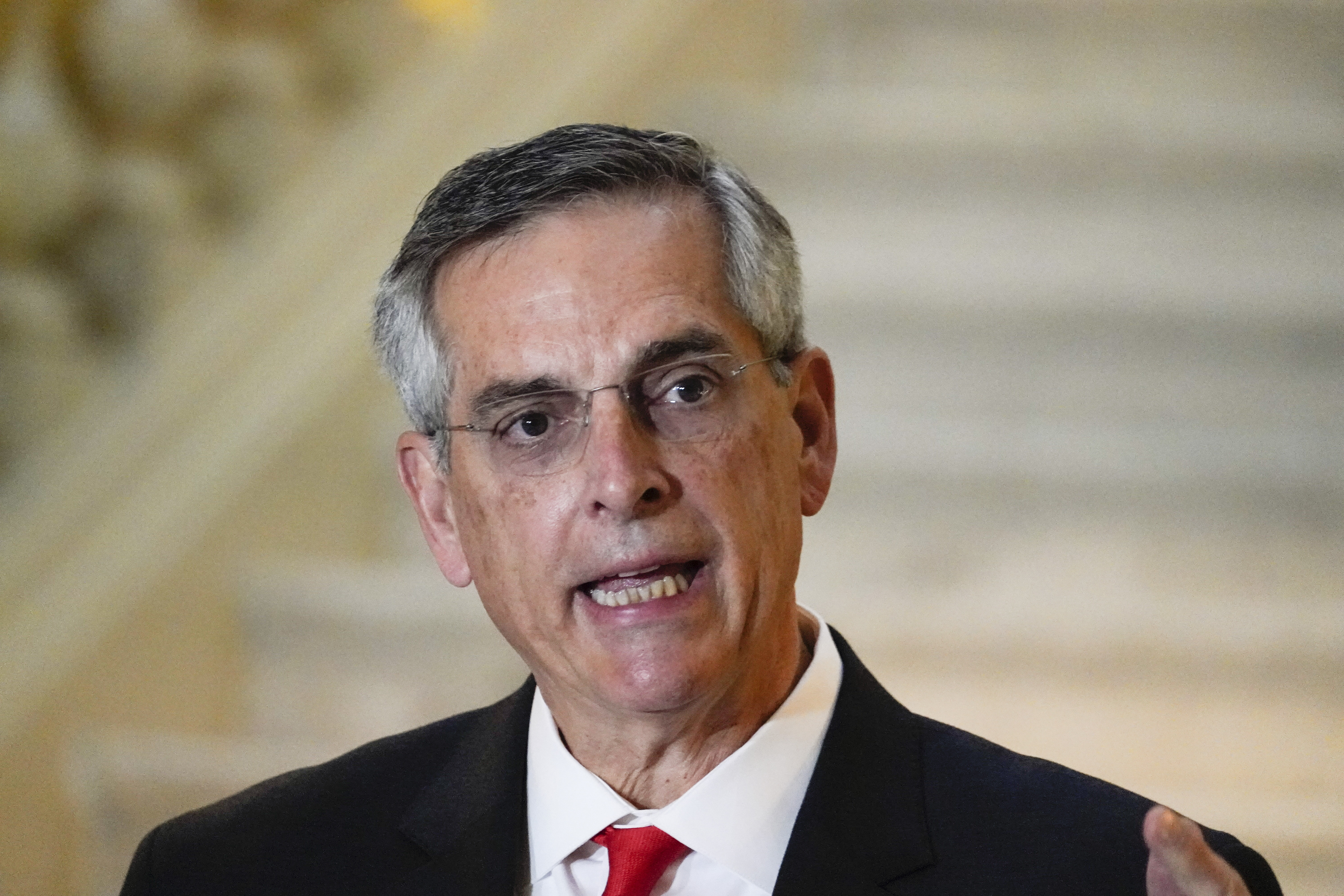 Georgia Secretary of State Brad Raffensperger speaks during a news conference on Monday, Nov. 30, 2020, in Atlanta. (Brynn Anderson/AP Photo)