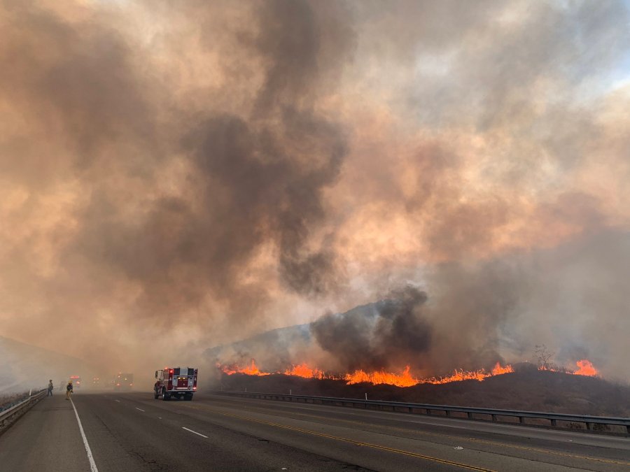 As of Sunday evening, the Cypress Fire in southern Fontana had burned through 75 acres and was 10% contained. (Photo by San Bernardino County Fire/Twitter)