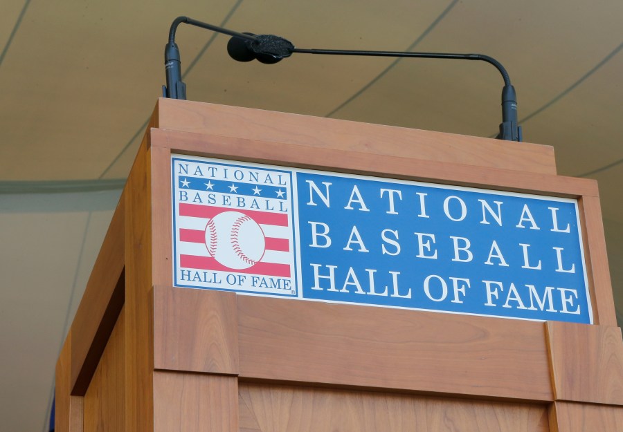 The podium is seen at Clark Sports Center during the Baseball Hall of Fame induction ceremony on July 29, 2018 in Cooperstown, New York. (Jim McIsaac/Getty Images)