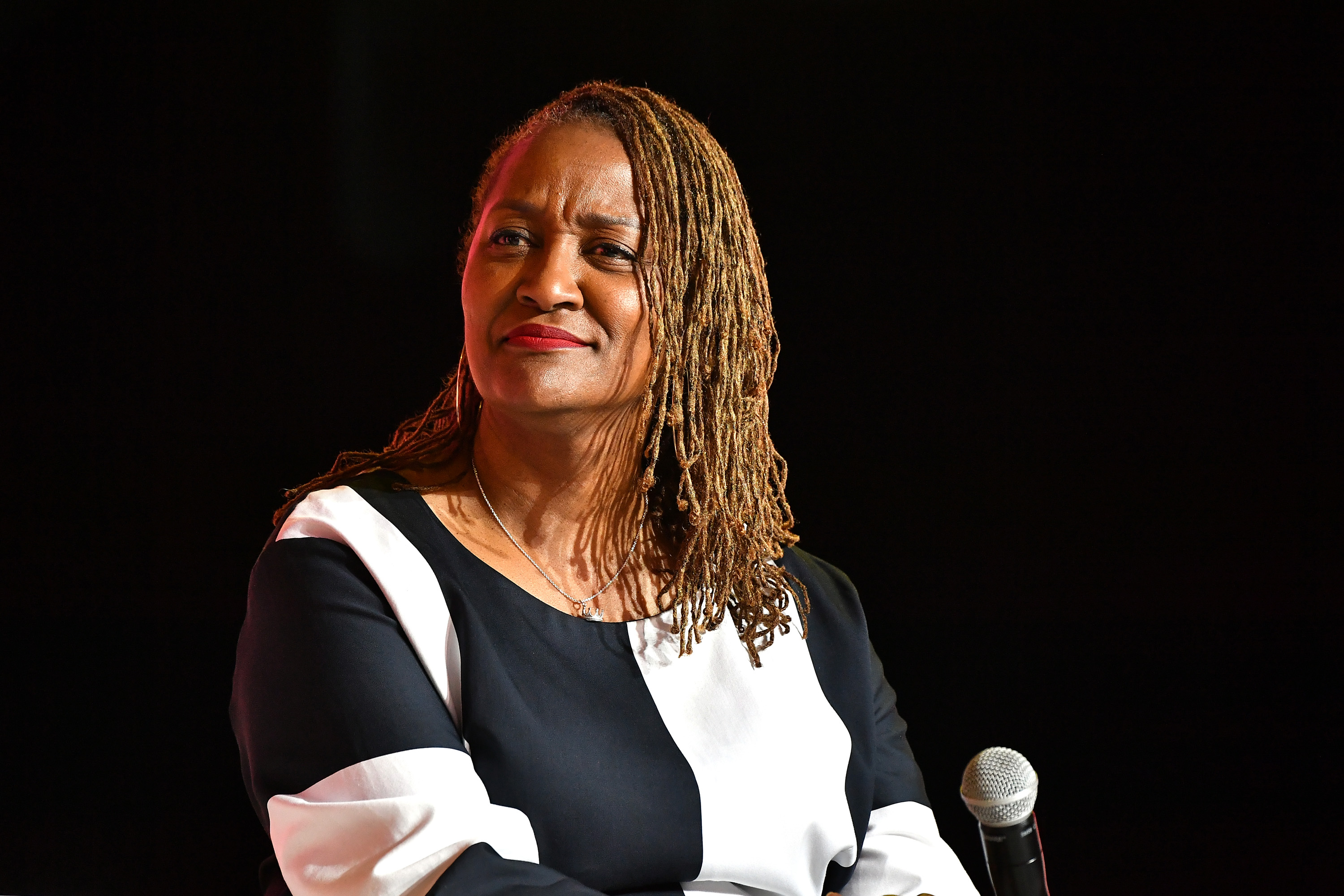 Senator Holly Mitchell speaks on stage at 2019 ESSENCE Festival on July 6, 2019, in New Orleans, Louisiana. (Paras Griffin/Getty Images for ESSENCE)