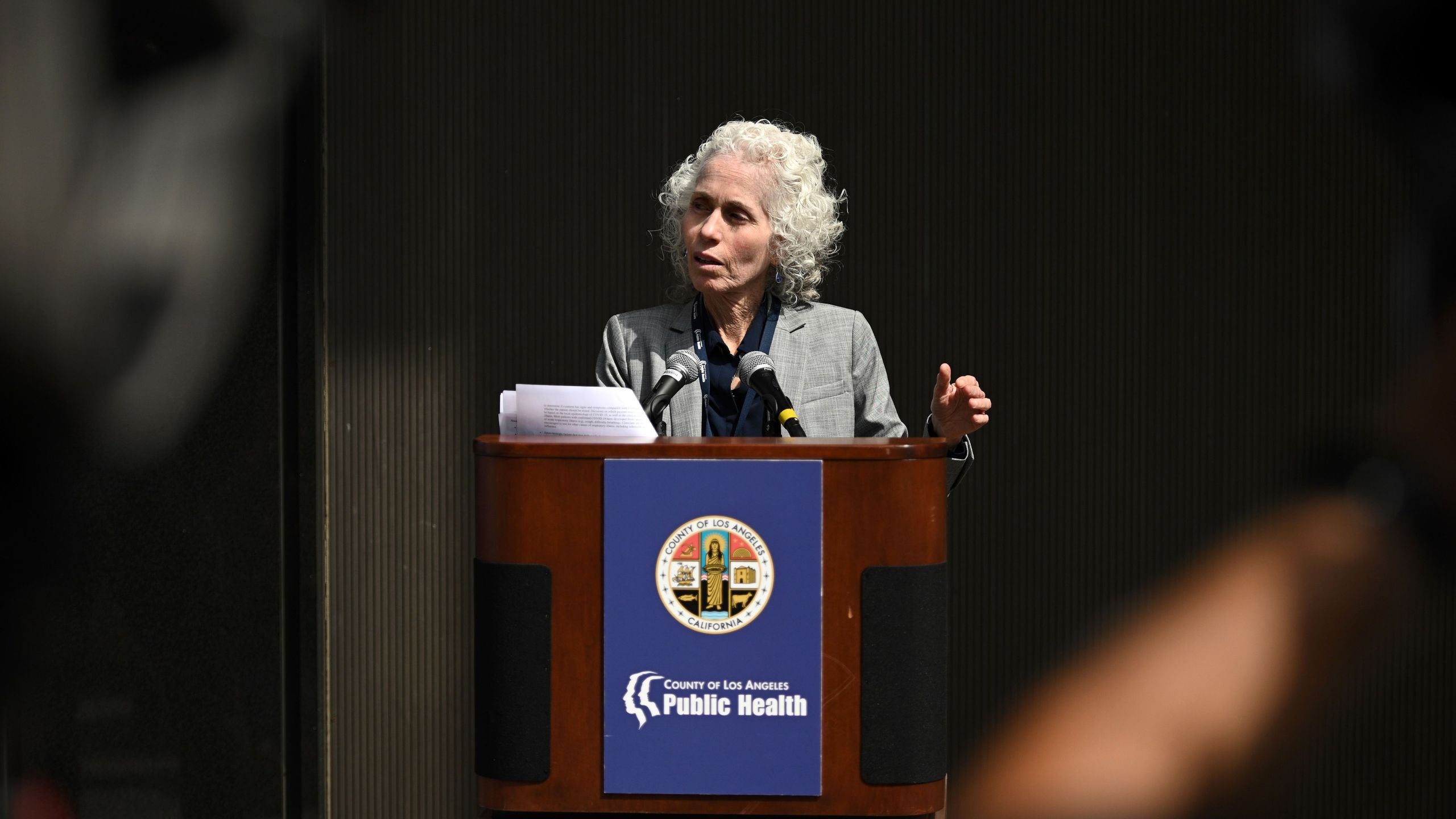 Los Angeles County Public Health director Barbara Ferrer speaks at a press conference on the novel COVID-19 (coronavirus), March 6, 2020 in Los Angeles, California. (Robyn Beck/AFP via Getty Images)