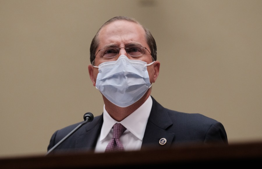 U.S. Secretary of Health and Human Services Alex Azar testifies before the House Select Subcommittee on the Coronavirus Crisis, on Capitol Hill in Washington, DC, on Oct. 2, 2020. (MICHAEL A. MCCOY/POOL/AFP via Getty Images)