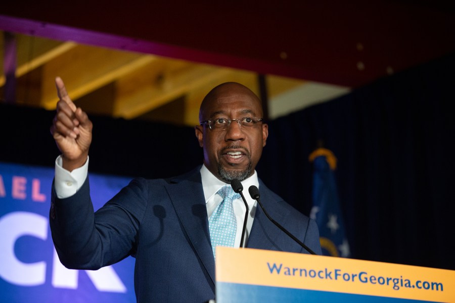 Democratic U.S. Senate candidate Rev. Raphael Warnock speaks during an Election Night event on Nov. 3, 2020, in Atlanta, Georgia. Democratic Senate candidate Rev. Raphael Warnock is running in a special election against a crowded field, including U.S. Sen. Kelly Loeffler (R-GA), who was appointed by Gov. Brian Kemp to replace Johnny Isakson at the end of last year. Georgia is the only state with two Senate seats on the Nov. 3 ballot. (Jessica McGowan/Getty Images)