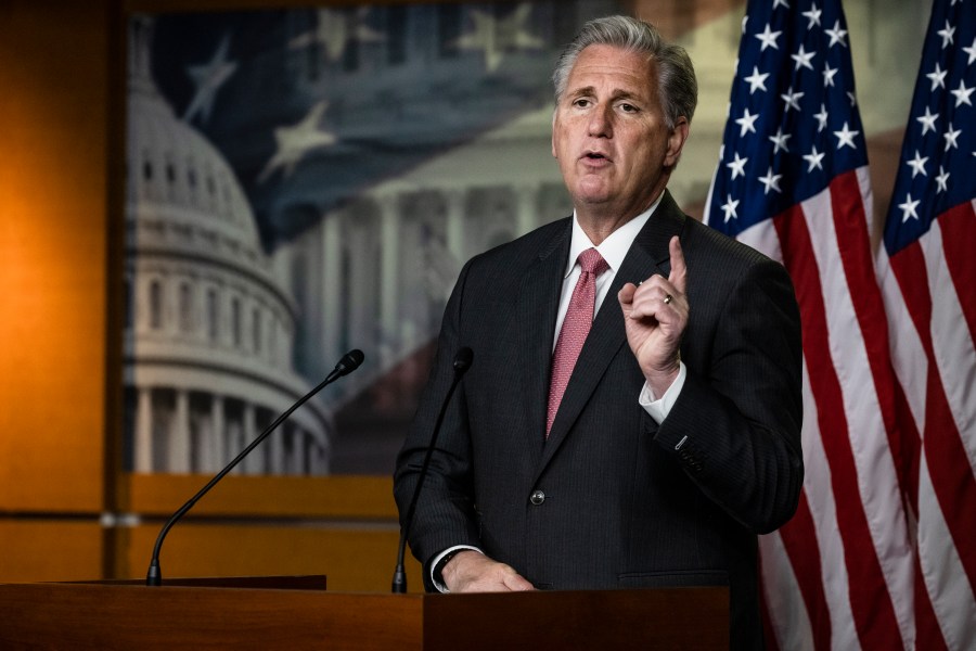 House Minority Leader Kevin McCarthy (R-CA) speaks during a press conference at the U.S. Capitol on Nov. 12, 2020. (Samuel Corum/Getty Images)