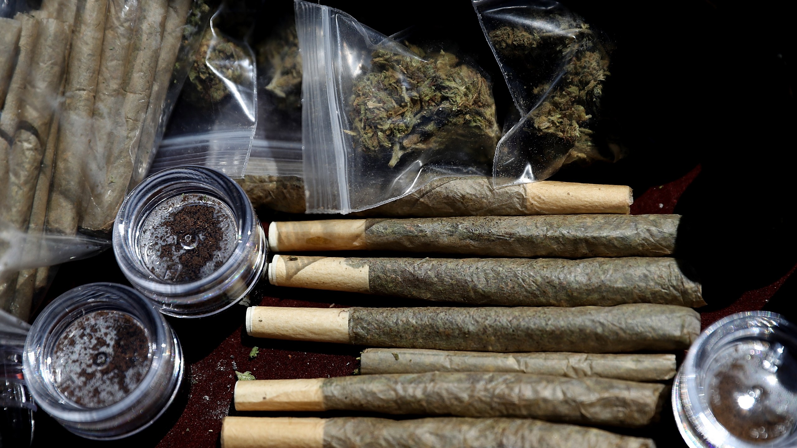 Pre-rolled joints are displayed on April 20, 2018 in San Francisco, California.(Justin Sullivan/Getty Images)