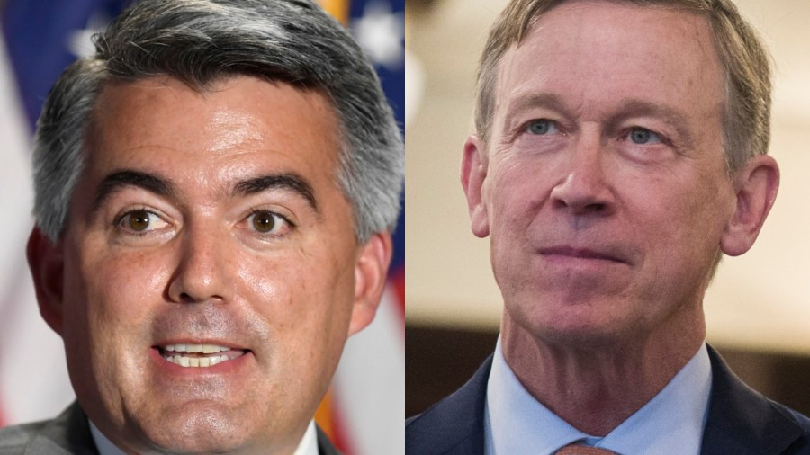 Sen. Cory Gardner, left, R-Colorado; former Gov. John Hickenlooper, D-Colorado, right. (AP Photos)